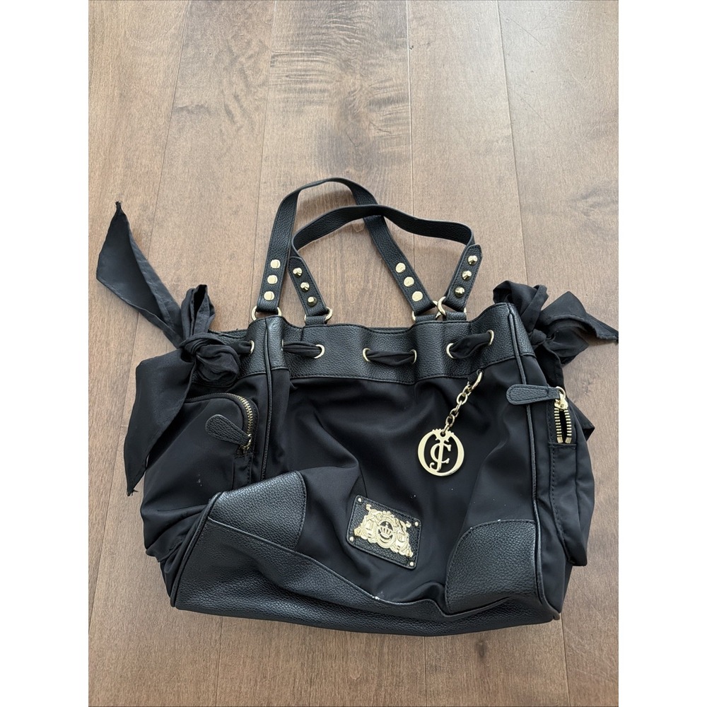 Juicy Couture Malibu Daydreamer Bag Black– Y2K Tote Purse with Bag Charm Nylon